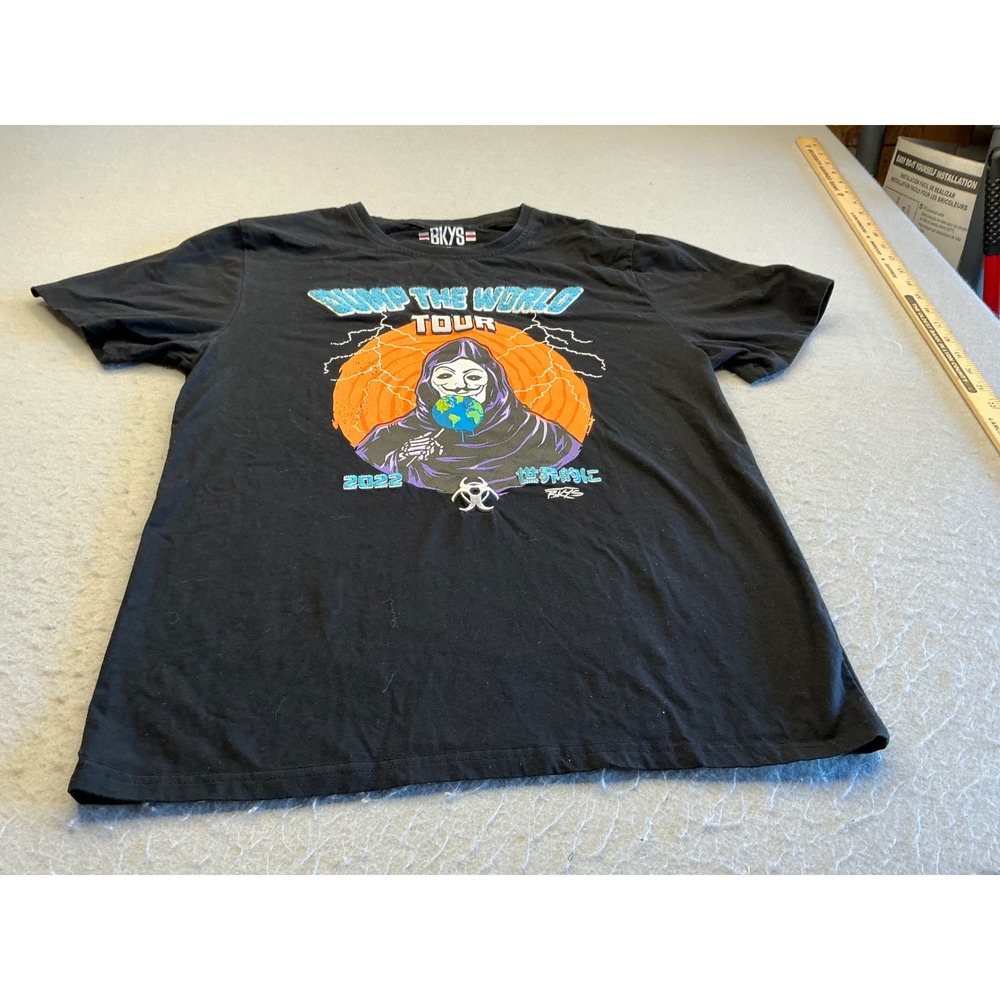 BKYS T Shirt Dump The World Tour 2022 Graphic Chenille Black Medium Streetwear